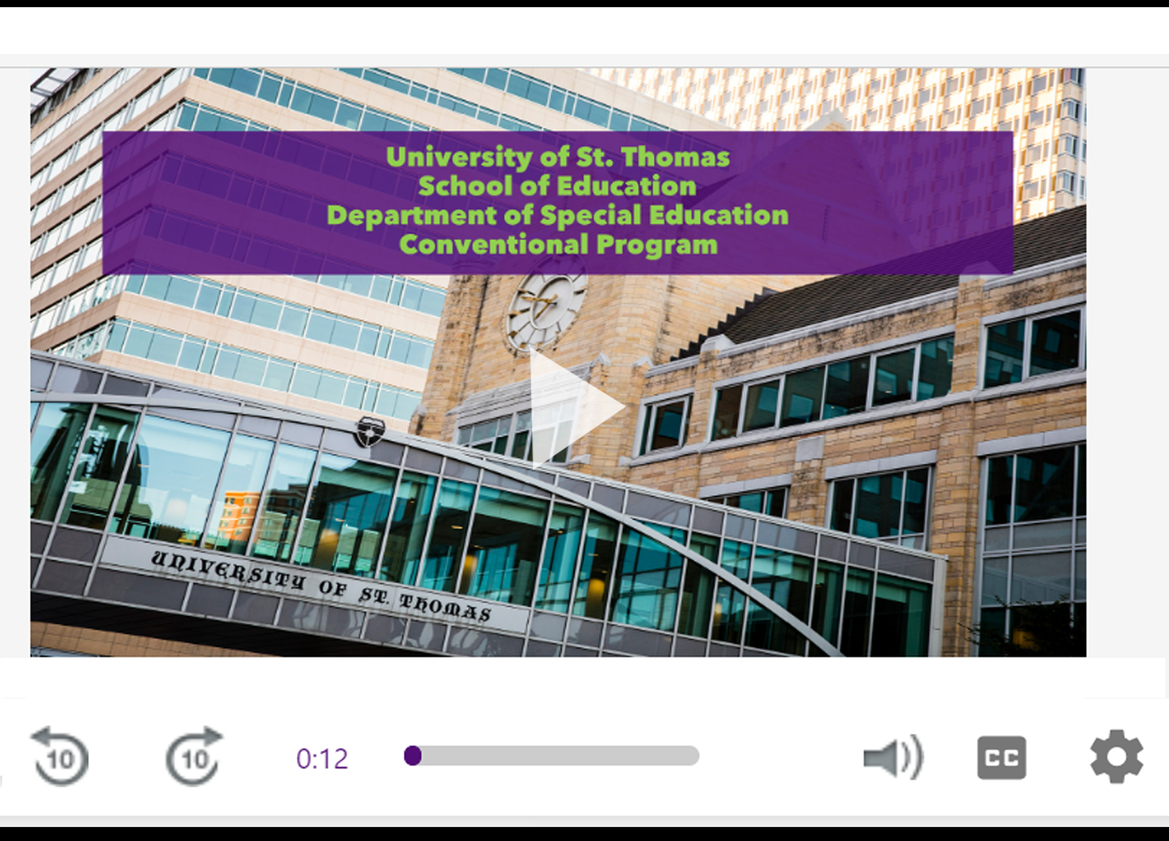 The University of St. Thomas Special Education Programs. Video