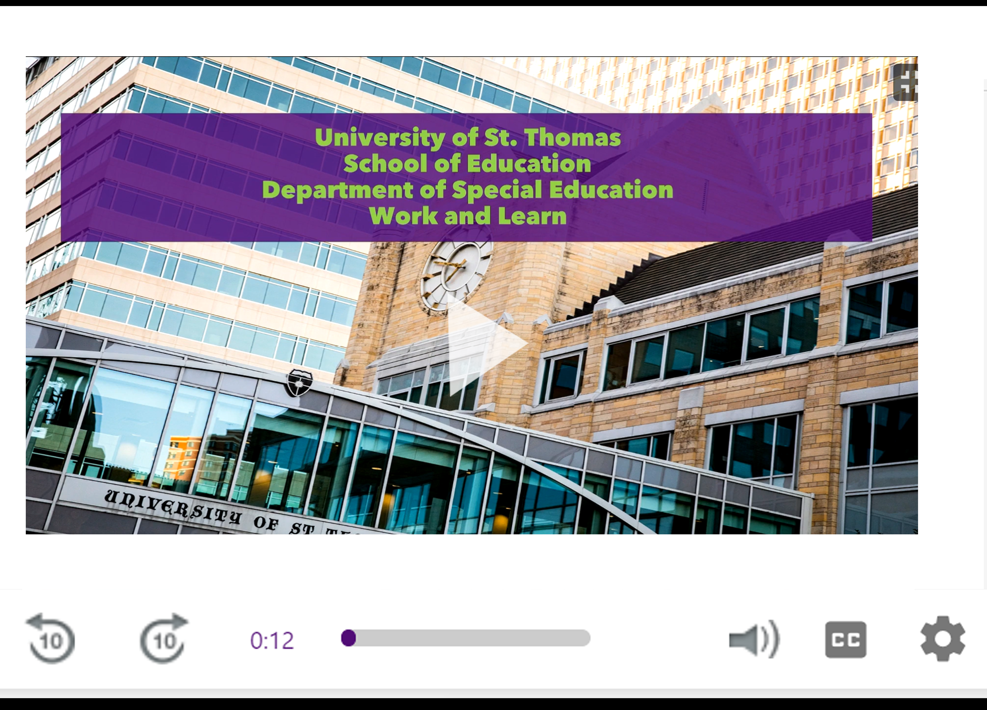 The University of St. Thomas Work and Learn video. 